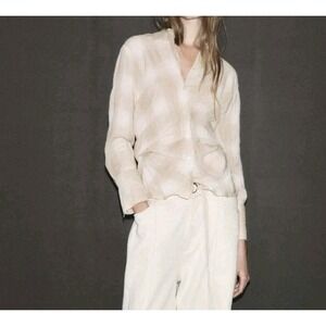 Zara ZW Collection Check Draped Button Up Size S NWOT
